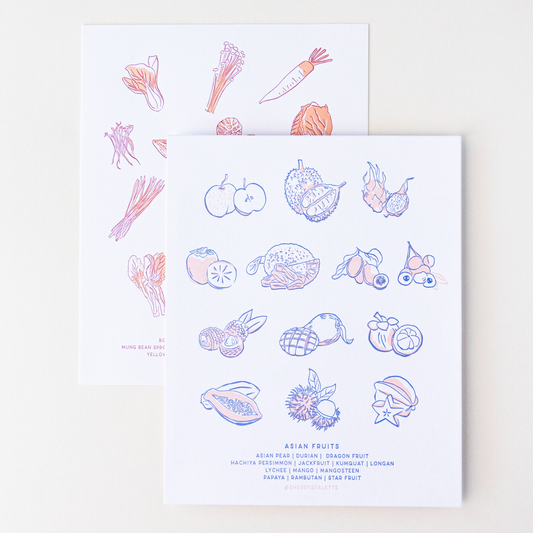 Asian Fruits and Vegetables Prints - Set of 2