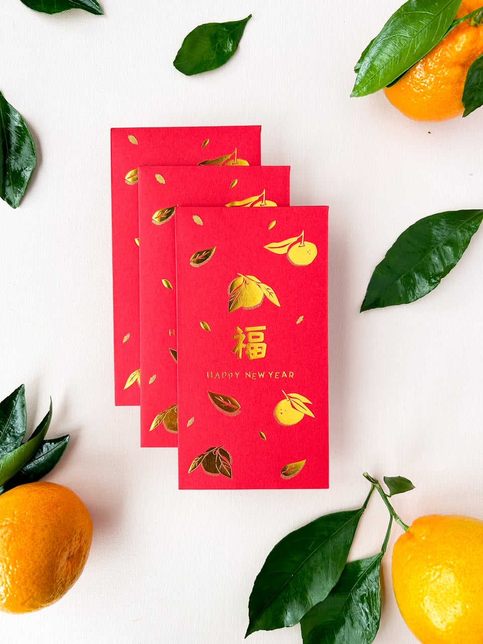 Red Envelope Lunar New Year - Tangerines - Set of 3